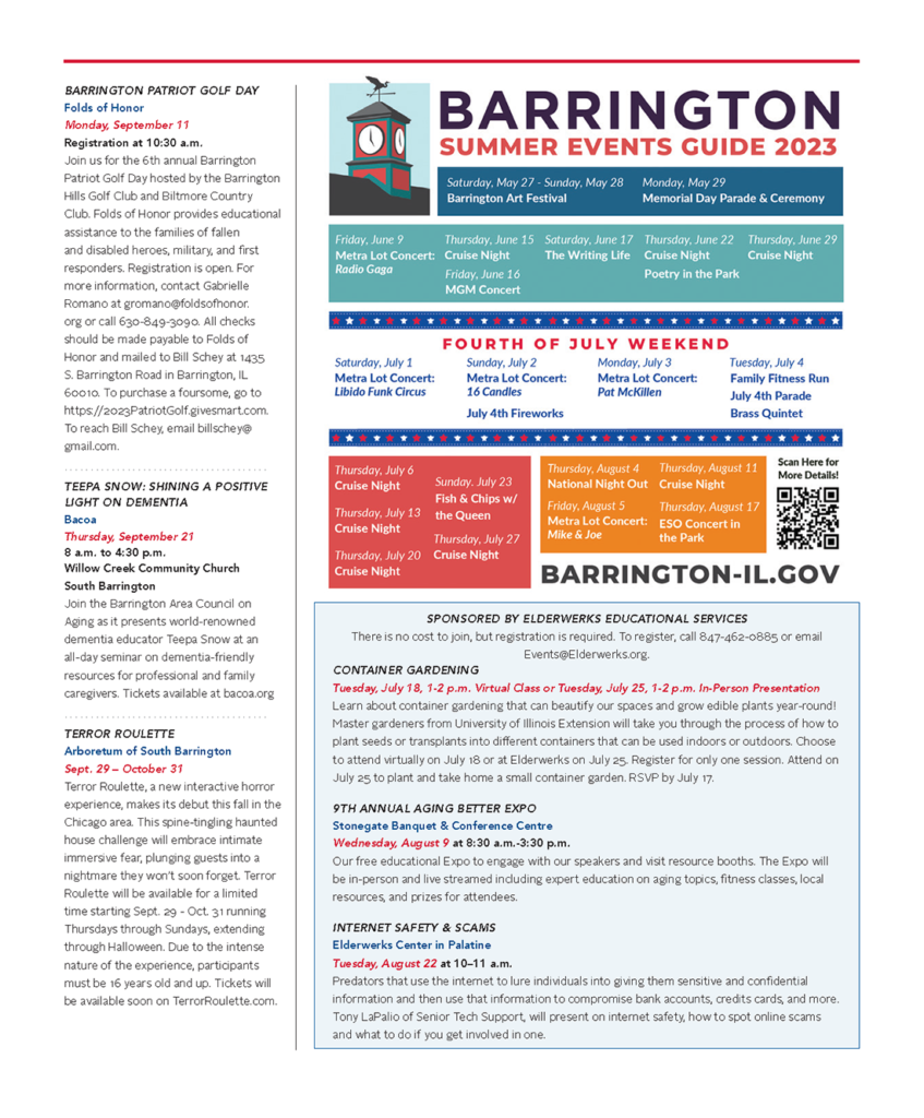 July/August 2023 Barrington About Town Events Calendar